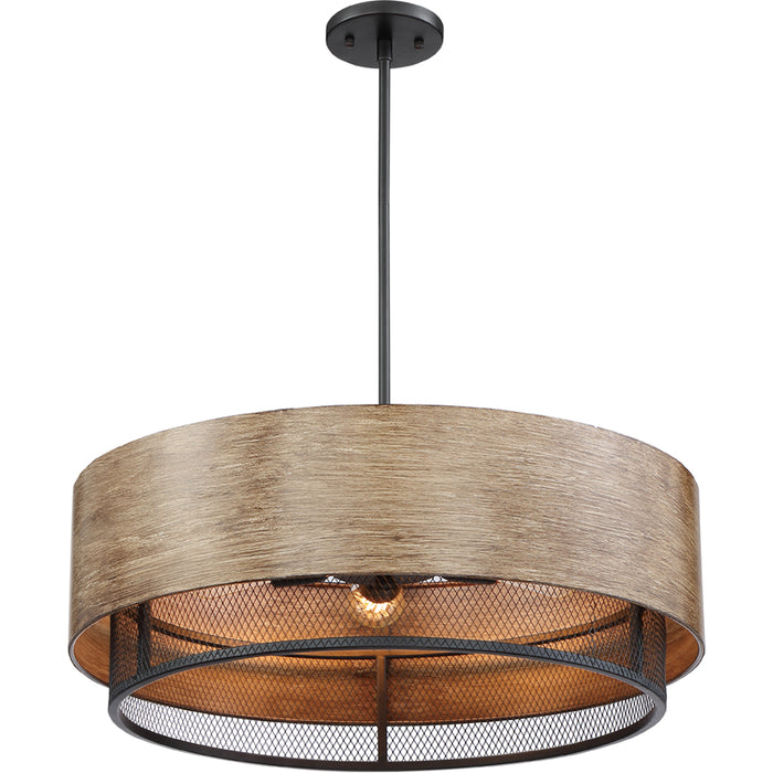 SATCO/NUVO Barrique 5-Light Pendant Fixture Black With Honey Wood Finish (60-6980)