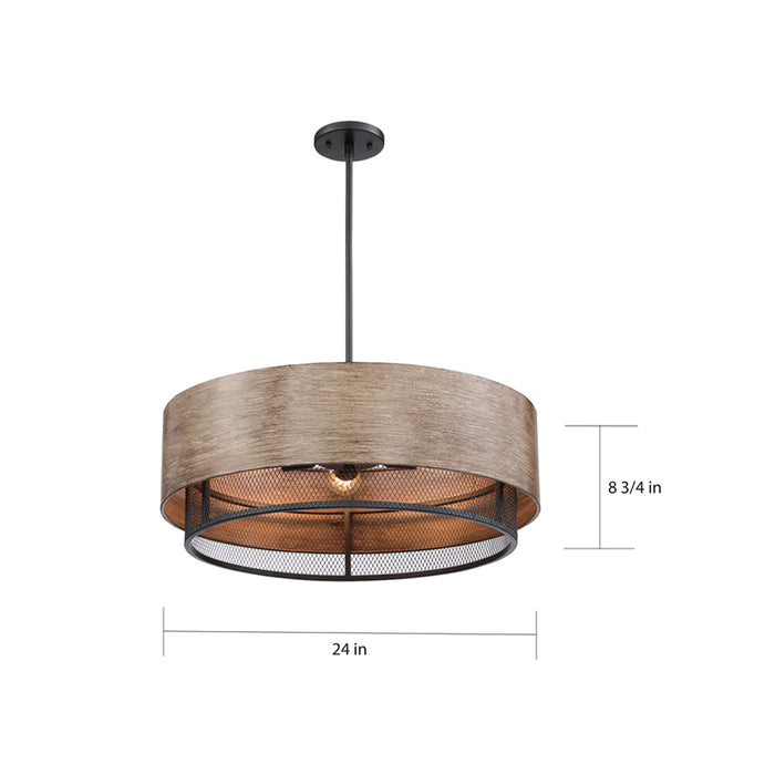 SATCO/NUVO Barrique 5-Light Pendant Fixture Black With Honey Wood Finish (60-6980)