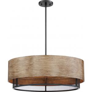 SATCO/NUVO Barrique 5-Light Pendant Fixture Black With Honey Wood Finish (60-6980)