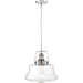 SATCO/NUVO Basel 1-Light Pendant Fixture Polished Nickel Finish With Clear Glass (60-6758)