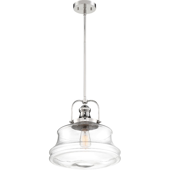 SATCO/NUVO Basel 1-Light Pendant Fixture Polished Nickel Finish With Clear Glass (60-6758)