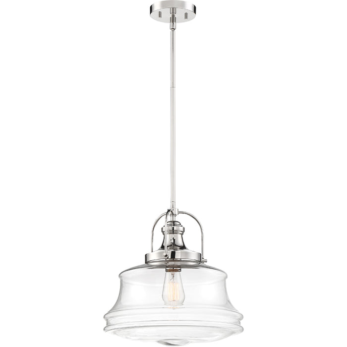 SATCO/NUVO Basel 1-Light Pendant Fixture Polished Nickel Finish With Clear Glass (60-6758)