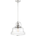 SATCO/NUVO Basel 1-Light Pendant Fixture Polished Nickel Finish With Clear Glass (60-6758)