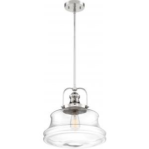 SATCO/NUVO Basel 1-Light Pendant Fixture Polished Nickel Finish With Clear Glass (60-6758)