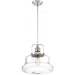 SATCO/NUVO Basel 1-Light Pendant Fixture Polished Nickel Finish With Clear Glass (60-6758)