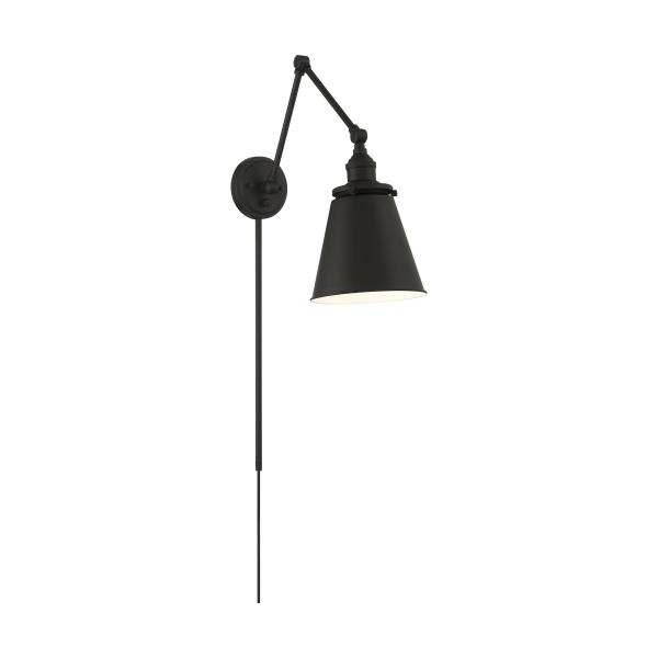 SATCO/NUVO Bayard Swing Arm Lamp Matte Black With Switch (60-7369)