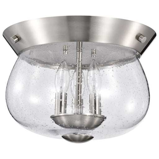 SATCO/NUVO Boliver 3 Light Flush Mount Brushed Nickel Finish Clear Seeded Glass (60-7808)