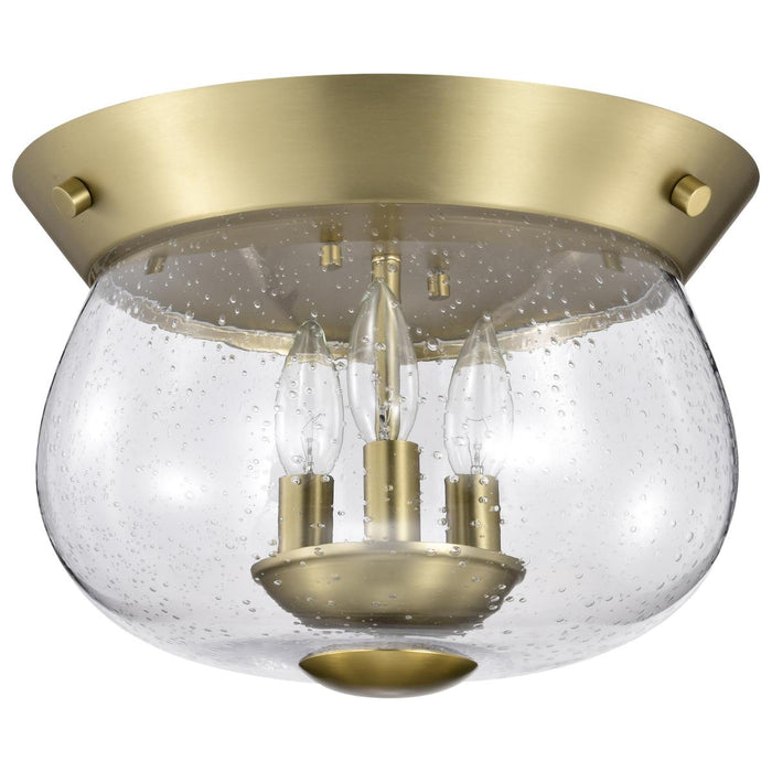 SATCO/NUVO Boliver 3 Light Flush Mount Vintage Brass Finish Clear Seeded Glass (60-7807)