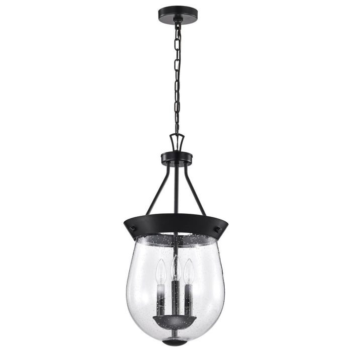 SATCO/NUVO Boliver 3 Light Pendant 11 Inch Matte Black Finish Clear Seeded Glass (60-7800)