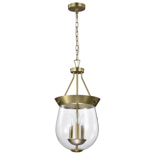 SATCO/NUVO Boliver 3 Light Pendant 11 Inch Vintage Brass Finish Clear Seeded Glass (60-7801)