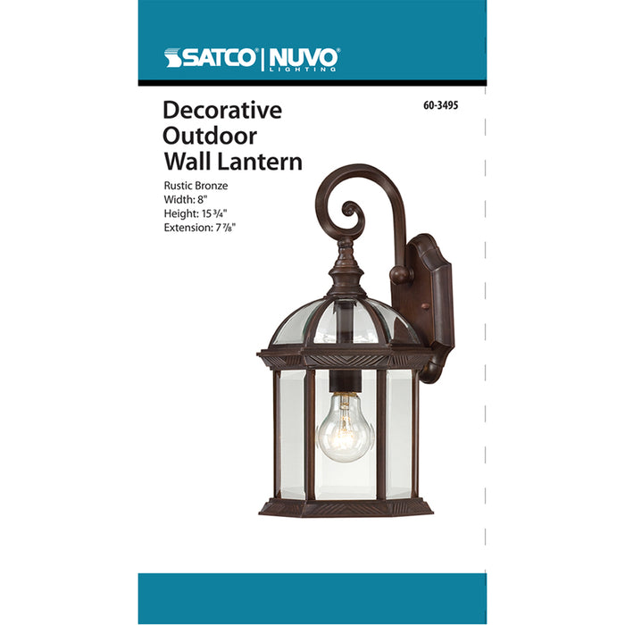 SATCO/NUVO Boxwood 1-Light 15 Inch Outdoor Wall With Clear Beveled Glass Color Retail Packaging (60-3495)
