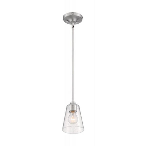 SATCO/NUVO Bransel 1-Light Mini Pendant Fixture Brushed Nickel Finish With Clear Seeded Glass (60-7180)