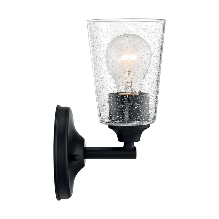 SATCO/NUVO Bransel 1-Light Vanity Fixture Matte Black Finish With Clear Seeded Glass (60-7281)