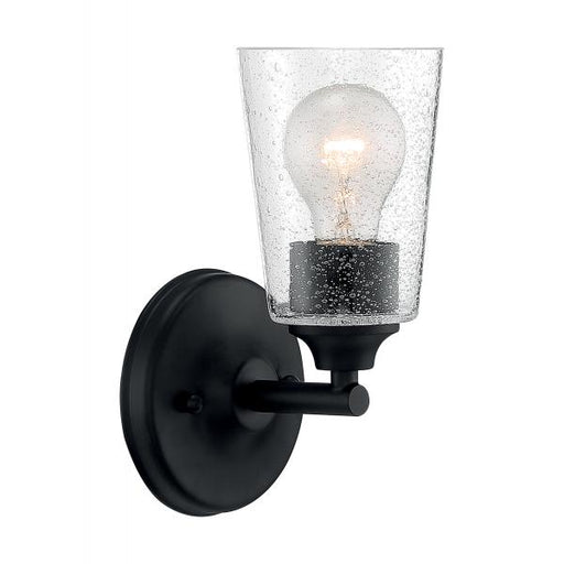 SATCO/NUVO Bransel 1-Light Vanity Fixture Matte Black Finish With Clear Seeded Glass (60-7281)