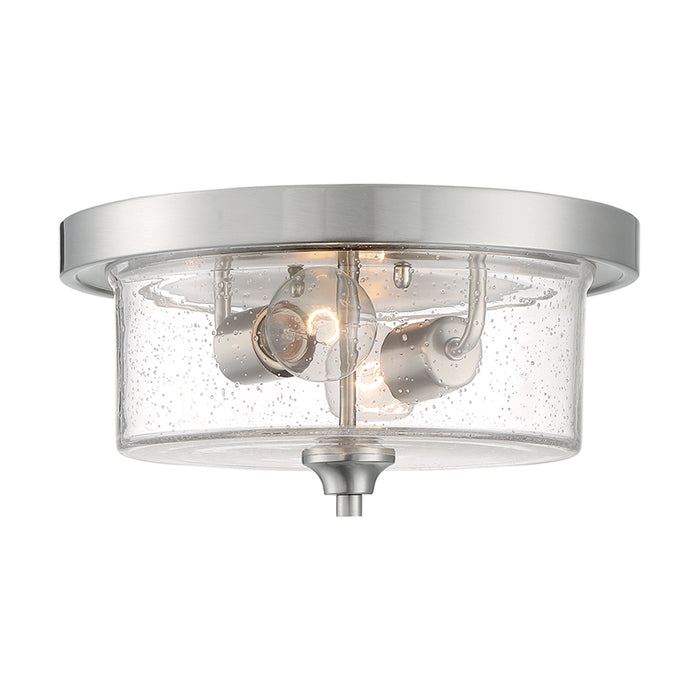 SATCO/NUVO Bransel 2-Light Flush Mount Fixture Brushed Nickel Finish With Clear Seeded Glass (60-7190)