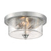 SATCO/NUVO Bransel 2-Light Flush Mount Fixture Brushed Nickel Finish With Clear Seeded Glass (60-7190)
