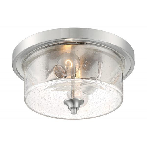 SATCO/NUVO Bransel 2-Light Flush Mount Fixture Brushed Nickel Finish With Clear Seeded Glass (60-7190)