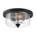 SATCO/NUVO Bransel 2-Light Flush Mount Fixture Matte Black Finish With Clear Seeded Glass (60-7290)