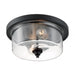 SATCO/NUVO Bransel 2-Light Flush Mount Fixture Matte Black Finish With Clear Seeded Glass (60-7290)