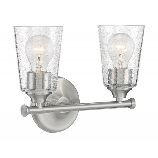 SATCO/NUVO Bransel 2-Light Vanity Fixture Brushed Nickel Finish With Clear Seeded Glass (60-7182)