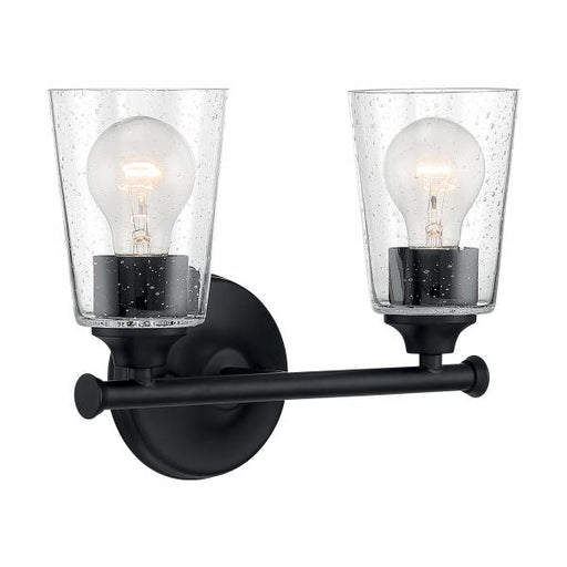 SATCO/NUVO Bransel 2-Light Vanity Fixture Matte Black Finish With Clear Seeded Glass (60-7282)