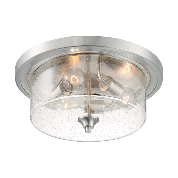 SATCO/NUVO Bransel 3-Light Flush Mount Fixture Brushed Nickel Finish With Clear Seeded Glass (60-7191)