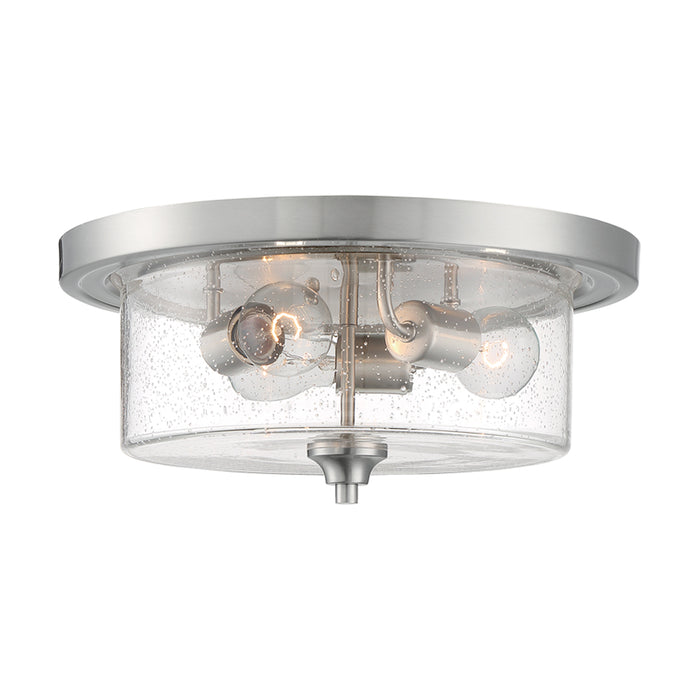 SATCO/NUVO Bransel 3-Light Flush Mount Fixture Brushed Nickel Finish With Clear Seeded Glass (60-7191)
