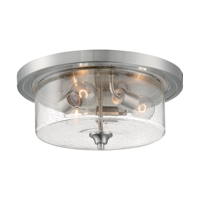 SATCO/NUVO Bransel 3-Light Flush Mount Fixture Brushed Nickel Finish With Clear Seeded Glass (60-7191)
