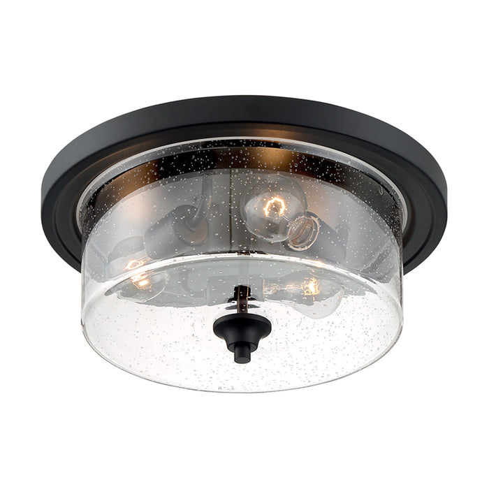 SATCO/NUVO Bransel 3-Light Flush Mount Fixture Matte Black Finish With Clear Seeded Glass (60-7291)