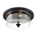 SATCO/NUVO Bransel 3-Light Flush Mount Fixture Matte Black Finish With Clear Seeded Glass (60-7291)