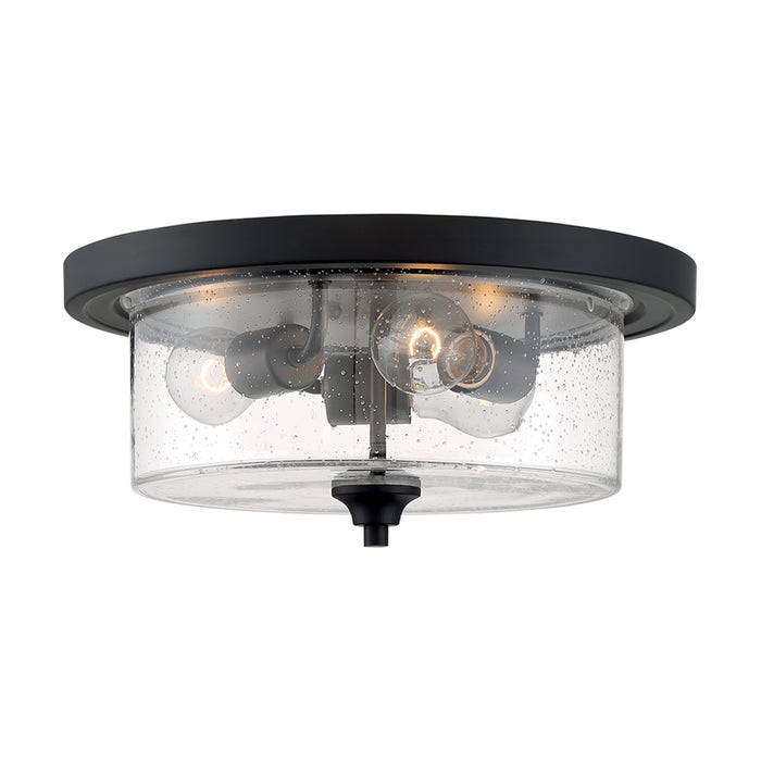 SATCO/NUVO Bransel 3-Light Flush Mount Fixture Matte Black Finish With Clear Seeded Glass (60-7291)
