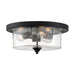 SATCO/NUVO Bransel 3-Light Flush Mount Fixture Matte Black Finish With Clear Seeded Glass (60-7291)