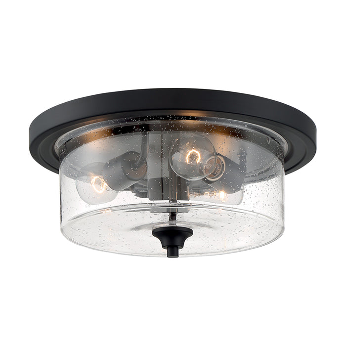 SATCO/NUVO Bransel 3-Light Flush Mount Fixture Matte Black Finish With Clear Seeded Glass (60-7291)