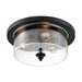 SATCO/NUVO Bransel 3-Light Flush Mount Fixture Matte Black Finish With Clear Seeded Glass (60-7291)