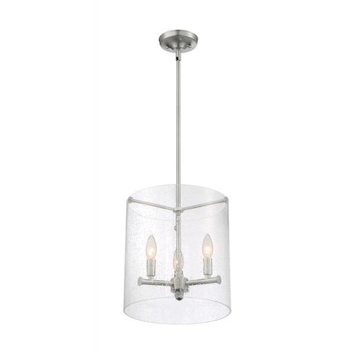 SATCO/NUVO Bransel 3-Light Pendant Fixture Brushed Nickel Finish With Clear Seeded Glass (60-7187)