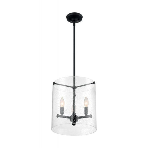 SATCO/NUVO Bransel 3-Light Pendant Fixture Matte Black Finish With Clear Seeded Glass (60-7287)