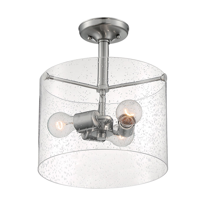 SATCO/NUVO Bransel 3-Light Semi-Flush Fixture Brushed Nickel Finish With Clear Seeded Glass (60-7188)