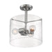 SATCO/NUVO Bransel 3-Light Semi-Flush Fixture Brushed Nickel Finish With Clear Seeded Glass (60-7188)