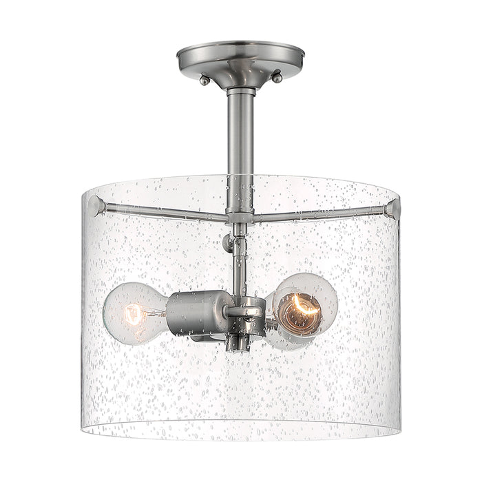 SATCO/NUVO Bransel 3-Light Semi-Flush Fixture Brushed Nickel Finish With Clear Seeded Glass (60-7188)