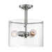 SATCO/NUVO Bransel 3-Light Semi-Flush Fixture Brushed Nickel Finish With Clear Seeded Glass (60-7188)