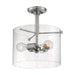 SATCO/NUVO Bransel 3-Light Semi-Flush Fixture Brushed Nickel Finish With Clear Seeded Glass (60-7188)