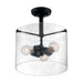 SATCO/NUVO Bransel 3-Light Semi-Flush Fixture Matte Black Finish With Clear Seeded Glass (60-7288)