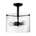SATCO/NUVO Bransel 3-Light Semi-Flush Fixture Matte Black Finish With Clear Seeded Glass (60-7288)