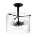 SATCO/NUVO Bransel 3-Light Semi-Flush Fixture Matte Black Finish With Clear Seeded Glass (60-7288)
