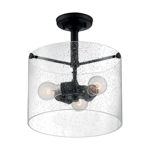 SATCO/NUVO Bransel 3-Light Semi-Flush Fixture Matte Black Finish With Clear Seeded Glass (60-7288)
