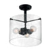SATCO/NUVO Bransel 3-Light Semi-Flush Fixture Matte Black Finish With Clear Seeded Glass (60-7288)