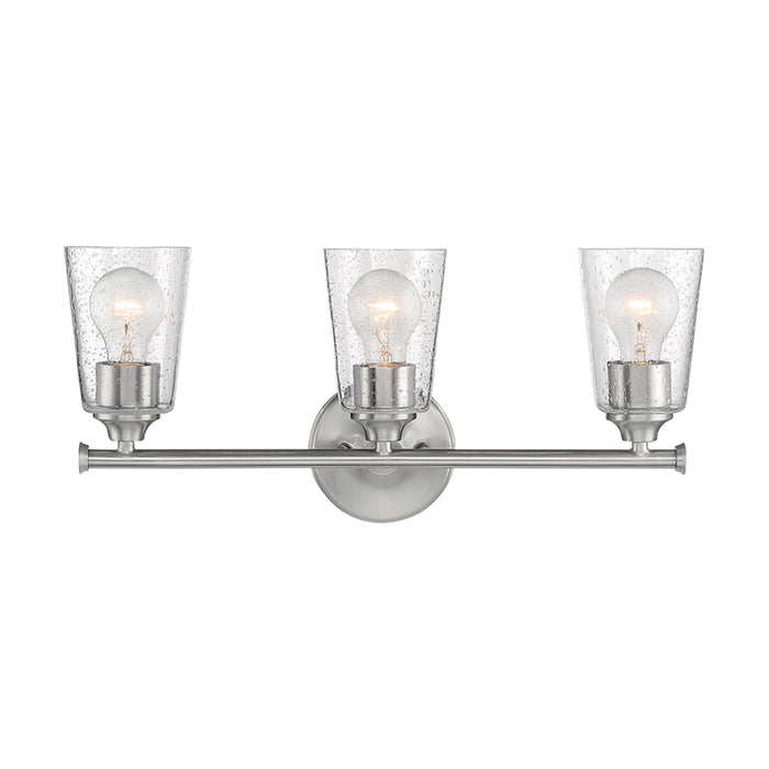 SATCO/NUVO Bransel 3-Light Vanity Fixture Brushed Nickel Finish With Clear Seeded Glass (60-7183)