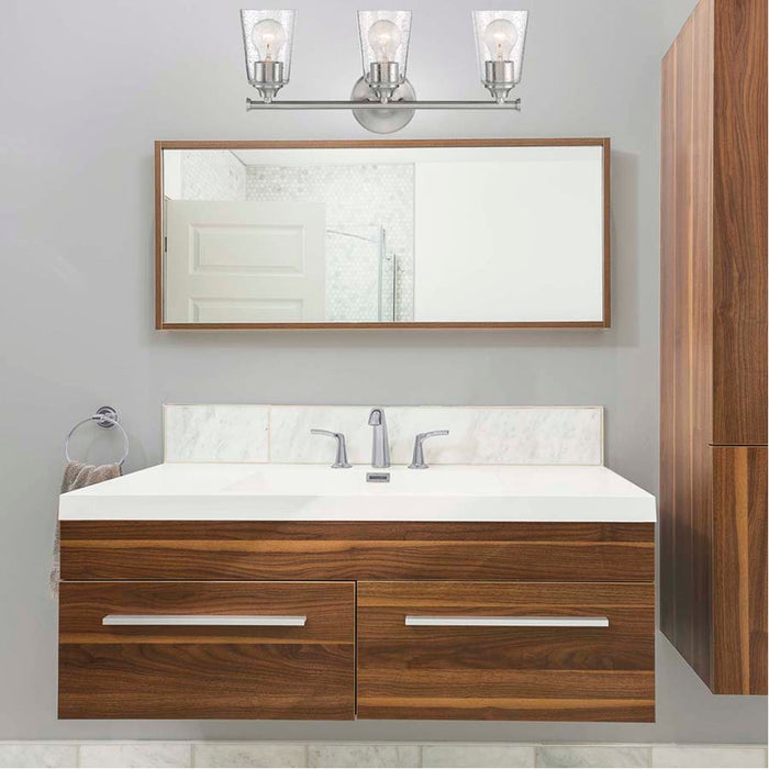 SATCO/NUVO Bransel 3-Light Vanity Fixture Brushed Nickel Finish With Clear Seeded Glass (60-7183)