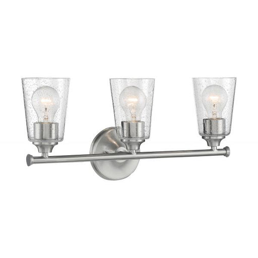 SATCO/NUVO Bransel 3-Light Vanity Fixture Brushed Nickel Finish With Clear Seeded Glass (60-7183)