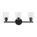 SATCO/NUVO Bransel 3-Light Vanity Fixture Matte Black Finish With Clear Seeded Glass (60-7283)